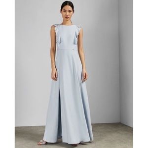 NWT Ted Baker Light Blue Waterfall Ruffle Dress
